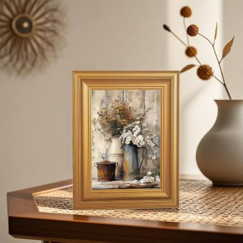 EJPFOGV Rustic Farmhouse Floral Still Life Framed Canvas Wall Art 8x10 in - Image 4