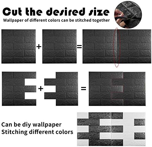 3D Wall Panels Peel and Stick, 14.5 Sq Ft Coverage, Faux Brick Black - Image 3