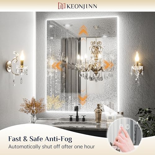 Keonjinn 84" x 32" LED Backlit Mirror Bathroom, HD Tempered Glass - Image 4