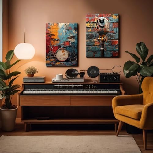 NCCXNCC 3pcs Music Graffiti Canvas Wall Art 12×16 inch Framed Paintings - Image 3