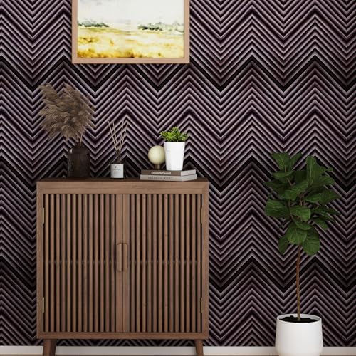 Vinjiasin 3D Wood Grain Chevron Peel and Stick Wallpaper – Rustic Dark Wood - Image 4