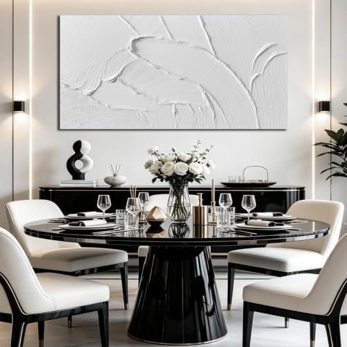 MDHKVPM Minimalist White 3D Thick Texture Abstract Canvas Wall Decor - Image 6