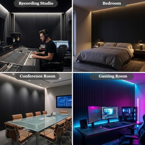 6 Pack Acoustic Wood Wall Panels, 23.6x23.6 Inch Sound Absorbing Panels - Image 5