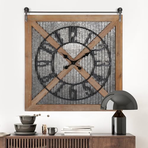 Oakrain Rustic Large Wall Clock, Classic Vintage Hanging Clock, Silent by Oakrain