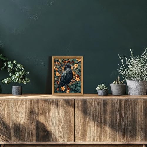 ICHZUMW Framed William Morris Raven Dark Academia Canvas Wall Art 8x10 In - Image 4
