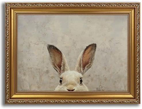 Vintage Gold Framed Easter Bunny Wall Art by LYNARTFNWallArt