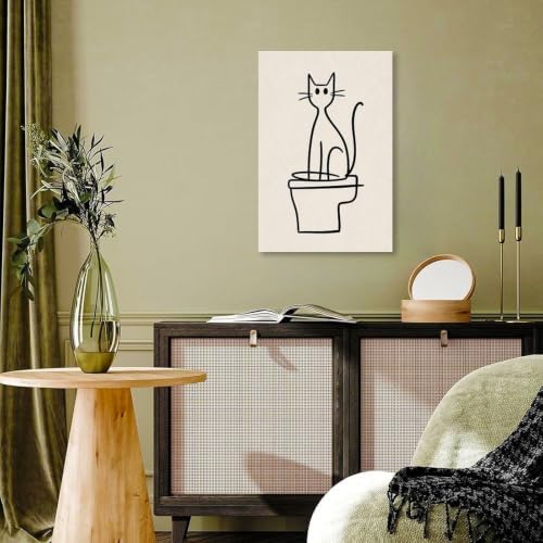 Cat Poster Minimalist Cat Sitting Line Drawing Canvas Wall Art - Image 7