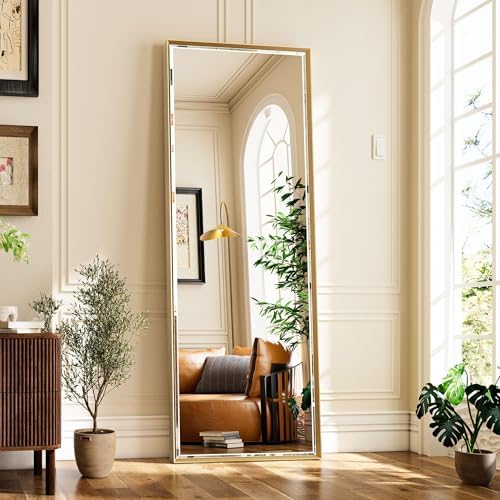 16x60 Inch Brushed Gold Full Length Mirror by QUEENFUN