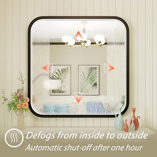30"x30" Black LED Bathroom Mirror - Image 4