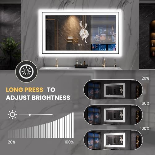 LOAAO 55"X30" LED Bathroom Mirror Black Framed - Image 3