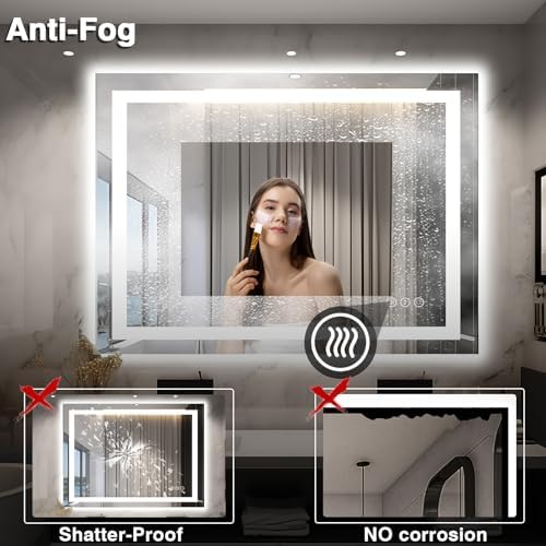 EchosLife 48"x40" LED Lighted Bathroom Mirror - Image 6