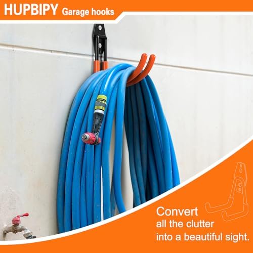 HUPBIPY Heavy Duty Garage Hooks 4 Pack, J Shaped Hanger, Wall Mounted Storage - Image 4