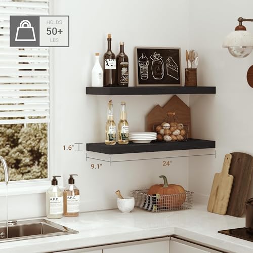 Vivelove Deep Floating Shelves for Wall 24 inches Long Set of 2 - Image 2