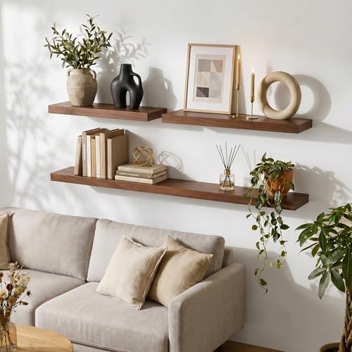 fuqing Wood Floating Shelves, 24 Inch Rustic Shelves - Image 2