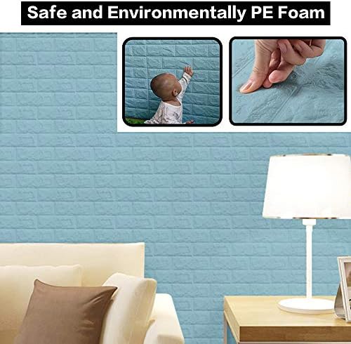3D Wall Panels Peel and Stick, 14.5 Sq Ft Coverage, Faux Brick Blue - Image 6