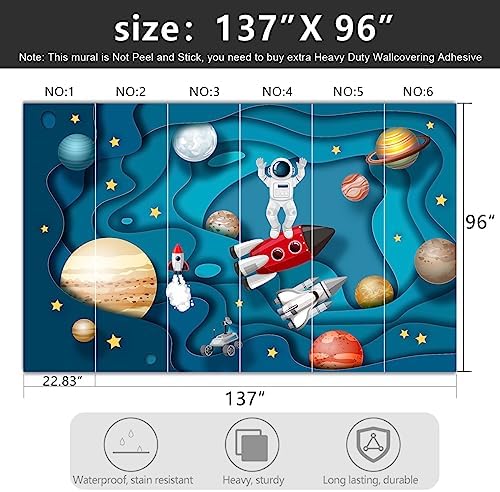 -Kindergarten Children Galactic Planet Fabric Wallpaper Living Room Bedroom - Image 4