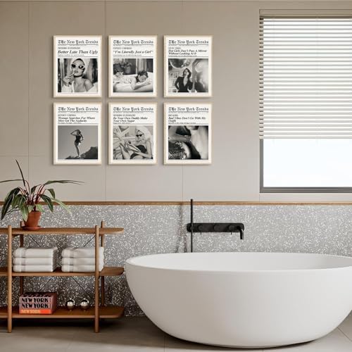 Trendy Feminist Newspaper Wall Art Prints of 6, Retro Black and White Vogue - Image 3