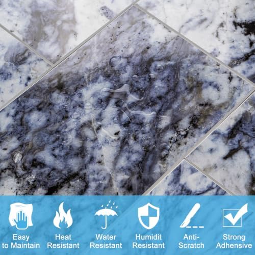 6" x 12" Black Slate Peel and Stick Backsplash Wall Tiles, PVC Faux Stone Stick - Image 5