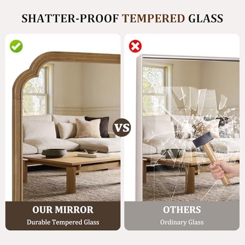 WallBeyond Full Length Mirror Wall Mounted 71"x24", Rustic Wooden Frame Floor - Image 4