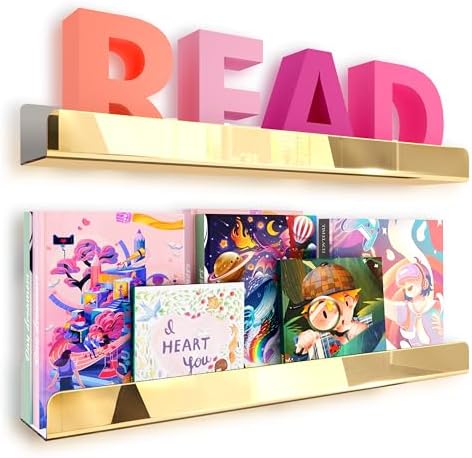 2 Packs 24 inches Gold Acrylic Shelves, Book Shelf by RORKIM