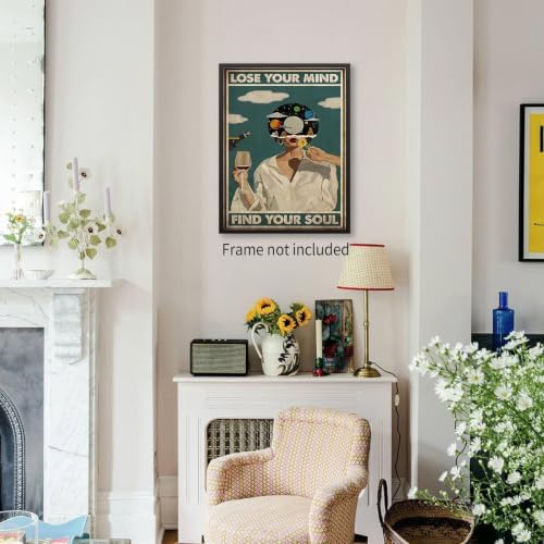 MWZUPQ Lose Your Mind Find Your Soul Posters Maximalist Wall Art Retro Mid - Image 5