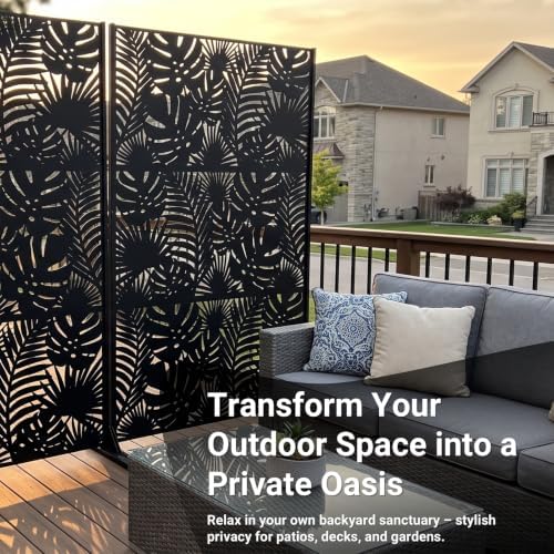 Metal Privacy Screen Outdoor – 72in Decorative Laser Cut Steel Garden Divider - Image 2