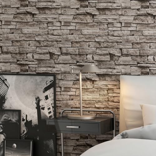Jeweluck Brick Wallpaper Peel and Stick Stone Wallpaper Brown 16.9”×196.8” - Image 2