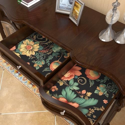 BOKEBEVE Floral Wallpaper Peel and Stick Vintage Black Orange 17.5 x 78.5In - Image 2