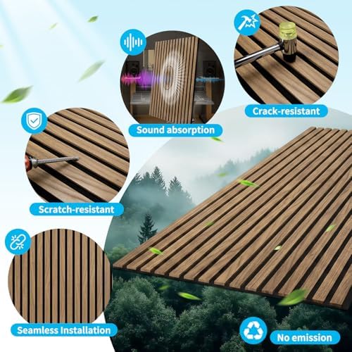 Art3d 47 x 23.6 Inch Acoustic Wood Slat Wall Panel, Deep Walnut - Image 3