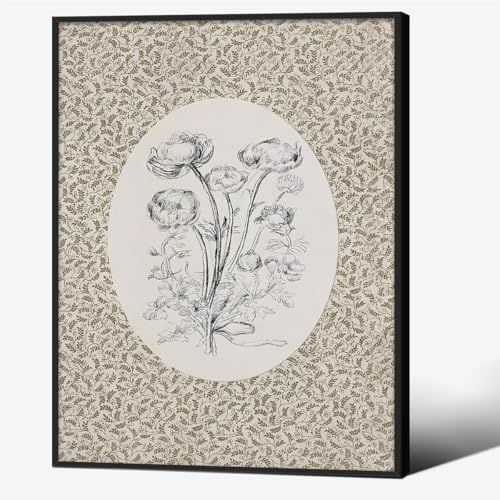 Heltrappe Neutral Floral Wall Art Antique Botanical Flower Poster Vintage by Heltrappe