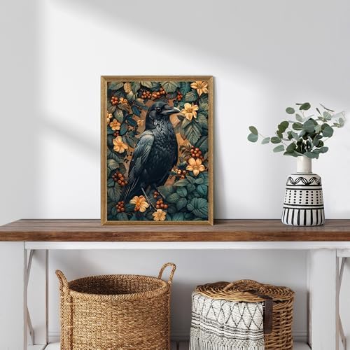 ICHZUMW Framed William Morris Raven Dark Academia Canvas Wall Art 12x16 In - Image 4