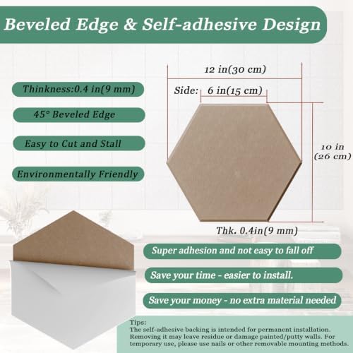 Hexagon Acoustic Panels, 12 Pack Self-Adhesive Sound Panels - Image 4