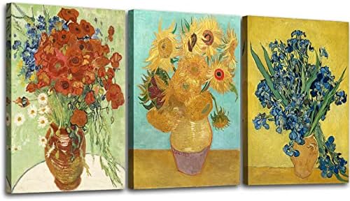 OKEXCKK Sunflowers of Vincent Van Gogh Wall Art, Irises Flower Paintings by OKEXCKK