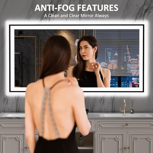 LOAAO 72"X36" LED Bathroom Mirror Black Framed - Image 2