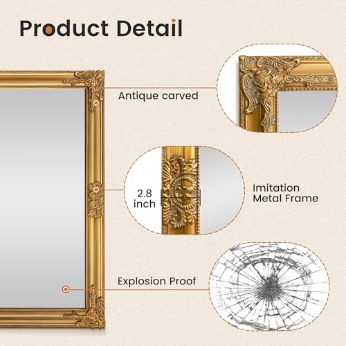 TRAHOME Vintage Gold Mirror for Wall - Image 3