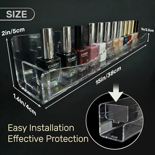 YMVV 15" Nail Polish Rack, 6 Pack Clear Acrylic Wall Organizer - Image 3