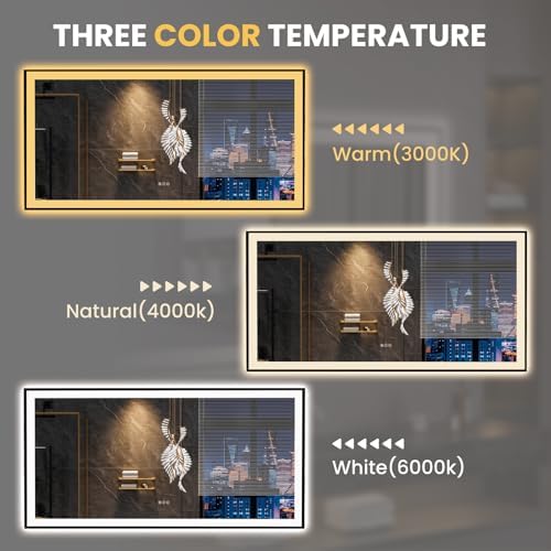 LOAAO 72"X36" LED Bathroom Mirror Black Framed - Image 6