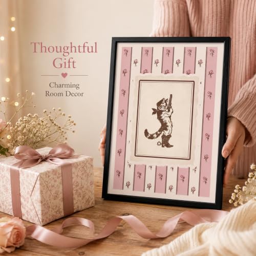 Framed Cute Western Girly Canvas Wall Art, Funny Cat Picture Wall Decor - Image 4