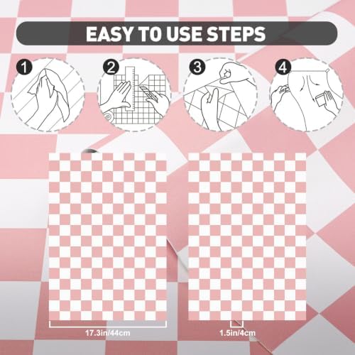 Pink and White Contact Paper Mosaic Checkered Peel and Stick Wallpaper - Image 5