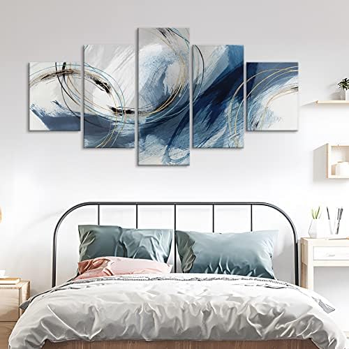 Fu-Keivy Blue Grey Abstract Canvas Wall Art Decor Fantasy Modern Artwork - Image 5