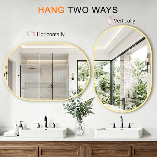 Oval Bathroom Mirror, 2 Pack 24"x36" Gold Vanity Mirror - Image 3