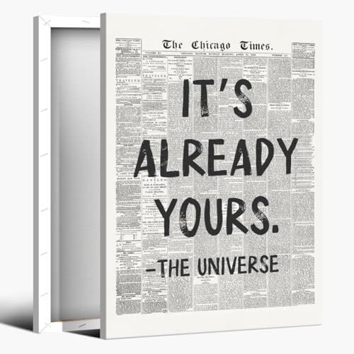 Black And White Retro Newspaper Wall Art Trendy Inspirational Universe Quote by Unknown