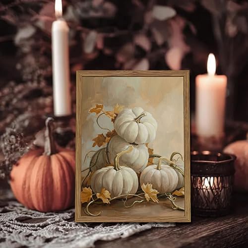 Framed Vintage Halloween Pumpkin Wall Art, Spooky Pumpkin Still Life Canvas - Image 2
