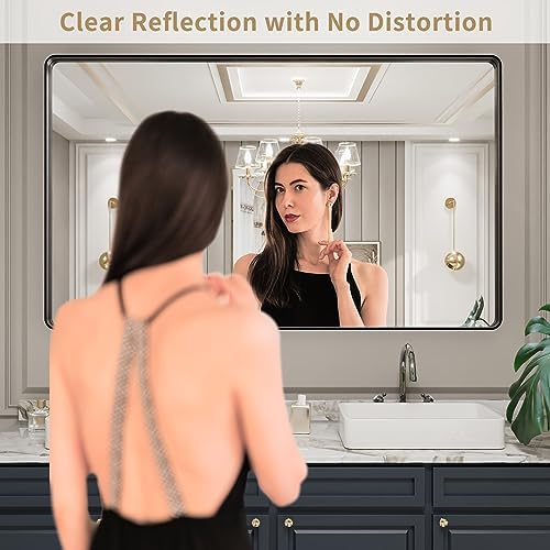LOAAO 60X36 Inch Black Bathroom Mirror Metal Framed - Image 2