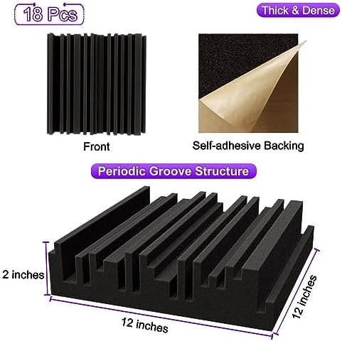 TroyStudio Self-adhesive Acoustic Foam Panels, Dense Soundproof Padding Tile - Image 2