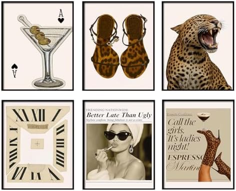 Mynotix Vintage Leopard Poster Set of 6, Trendy Cheetah Y2K Wall Art, Fashion by MynotixWallArt