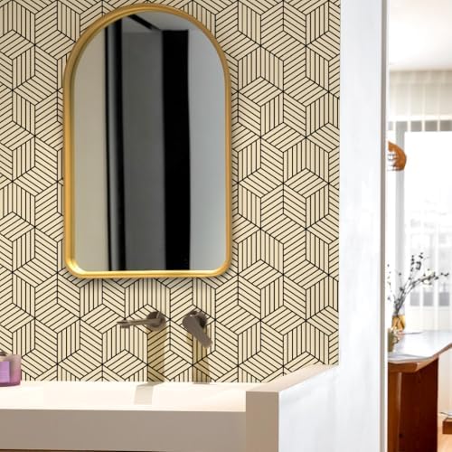 MelunMer Brown Geometric Wallpaper Peel and Stick Removable 17.7”×393” - Image 6