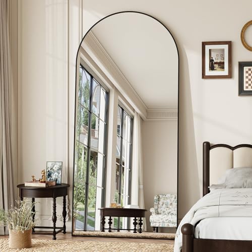 Krymnar 76"x35" Arched Full Length Mirror, Brushed Black Aluminum Frame Floor - Image 3