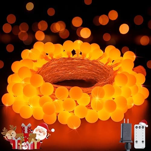 JMEXSUSS Connectable 100 LED Globe Orange Halloween Lights Indoor by JMEXSUSS