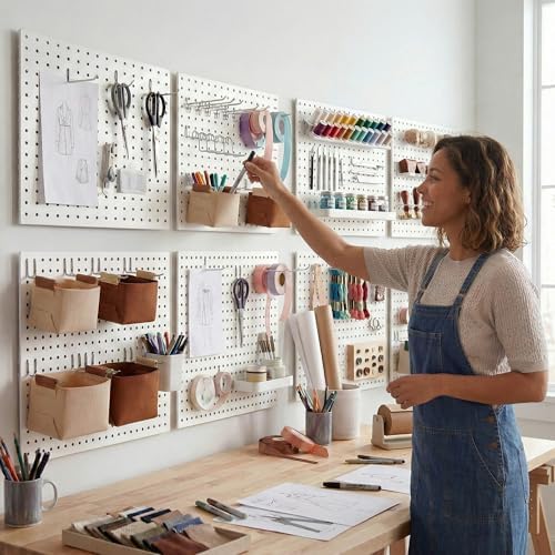 Spampur 8 Pack Peg Board Organizer, Includes Metal PegBoard and Accessories - Image 2